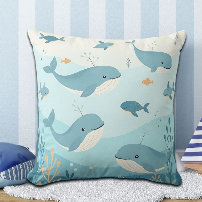 Cojín Decorativo Bajo el mar ballenas y peces (Subido por el creador)