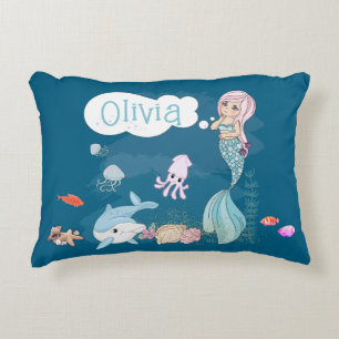 Cojín Decorativo Bajo el Mar Dulce Sirena Personalizada