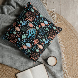 Cojín Decorativo Bajo el patrón acuarela del mar Oscuro