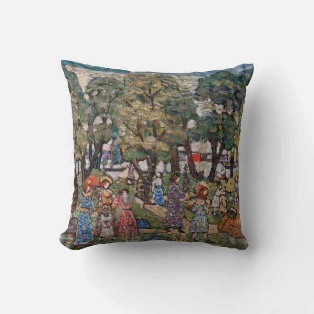 Cojín Decorativo Bajo los árboles de Maurice Prendergast, Arte fino (Anverso)