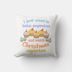 Cojín Decorativo Bake Cupcakes ver películas de Navidades