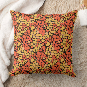 Cojín Decorativo baldosa de patrón abstracto mosaico amarillo naran