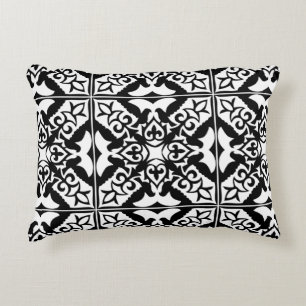 Cojín Decorativo Baldosa marroquí - blanco con fondo negro