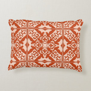 Cojín Decorativo Baldosa marroquí - naranja de coral y melocotón