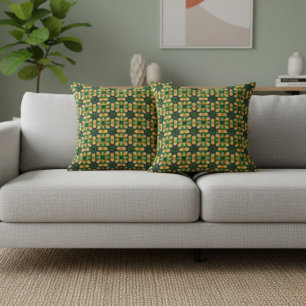 Cojín Decorativo Baldosa Verde Y Azul