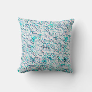Cojín Decorativo Baldosas azules de estilo bruto texturado, cuadrad