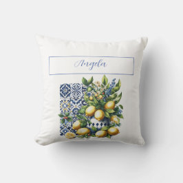 Cojín Decorativo Baldosas azules y limones italianos | su nombre