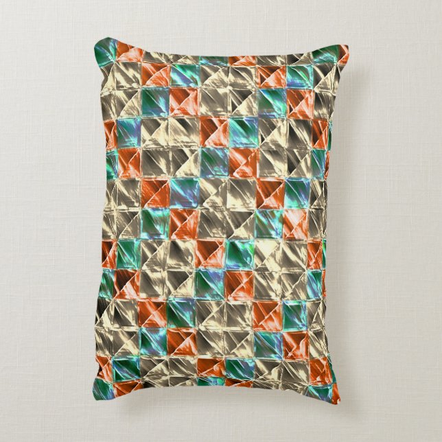 Cojín Decorativo Baldosas beige, cian y coral o manchadas (Atrás (Vertical))