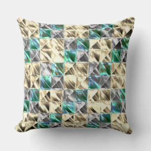 Cojín Decorativo Baldosas de color beige y plata o manchas