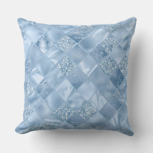 Cojín Decorativo Baldosas de Diamante con Brillo y Hoja de Bebé Azu