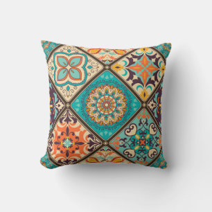 Cojín Decorativo Baldosas de mosaico colorido: motivos islámicos.