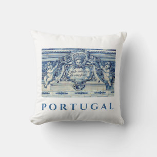 Cojín Decorativo Baldosas de pared azules y blancas de Portugal con