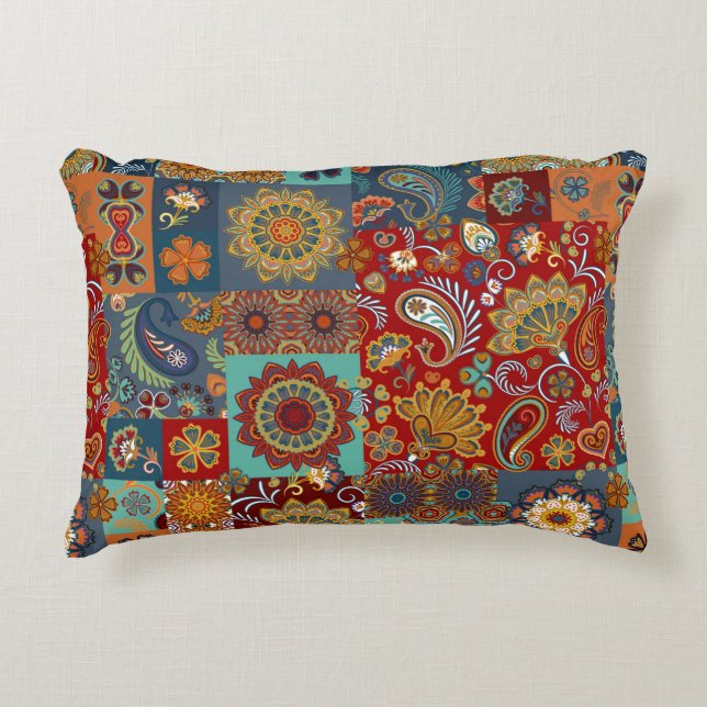 Cojín Decorativo Baldosas inmaculadas sin soldadura con paisley y m (Anverso)