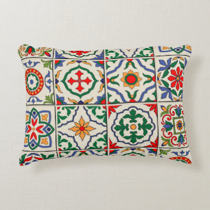 Cojín Decorativo Baldosas Marroquíes: Colorido Patrón Sin Mar.