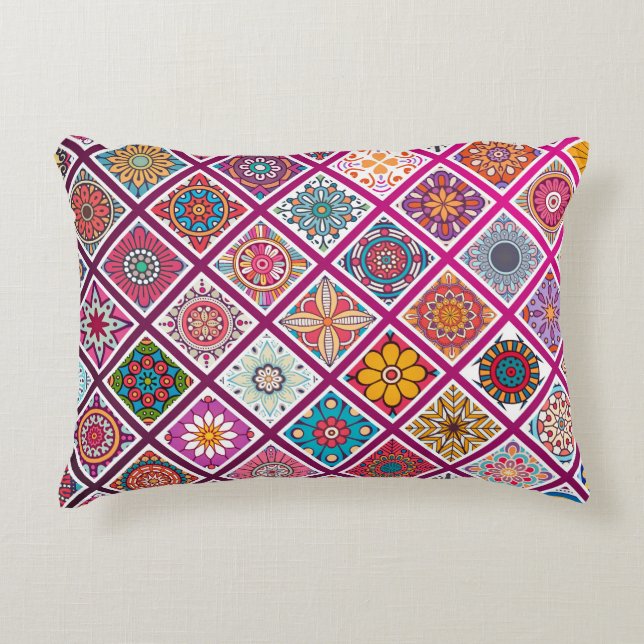 Cojín Decorativo Baldosas marroquíes de Mandala (Anverso)