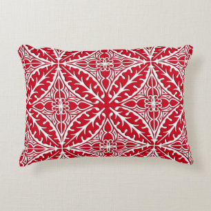 Cojín Decorativo Baldosas marroquíes - rojo oscuro y blanco