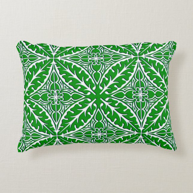 Cojín Decorativo Baldosas marroquíes - verde esmeralda y blanco (Anverso)