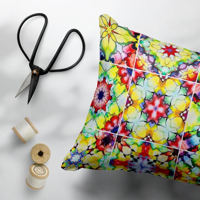 Cojín Decorativo Baldosas mediterráneas, mosaicos de tinta de alcoh (Subido por el creador)