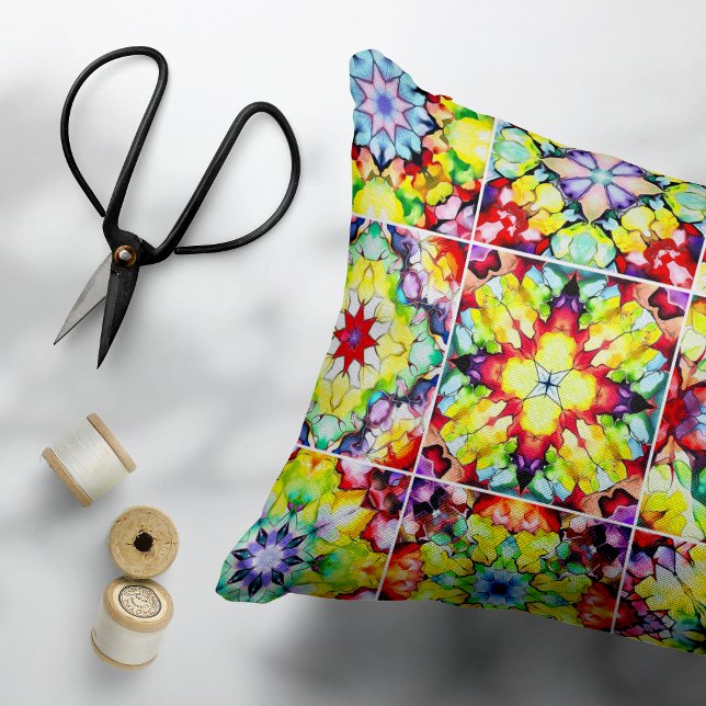 Cojín Decorativo Baldosas mediterráneas, mosaicos de tinta de alcoh (Subido por el creador)