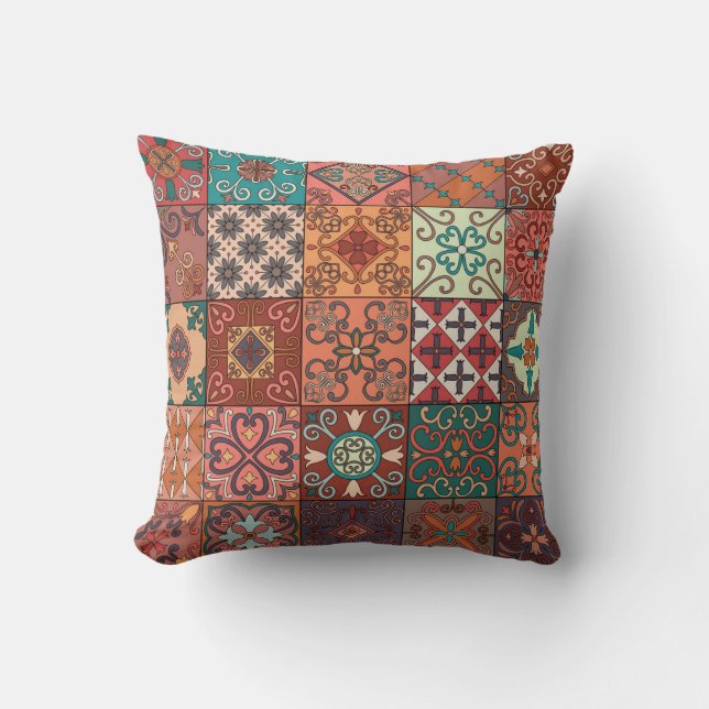 Cojín Decorativo Baldosas Portuguesas: Talavera Estilo Azulejo. (Anverso)