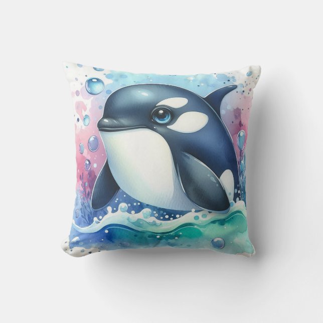 Cojín Decorativo Ballena acuarela (Anverso)