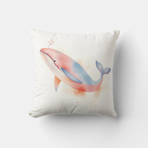 Cojín Decorativo Ballena acuarela con burbujas