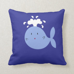 Cojín Decorativo Ballena azul del dibujo animado lindo