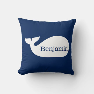 Cojín Decorativo Ballena azul sincera personalizada para niños