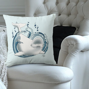 Cojín Decorativo Ballena Beluga Azul