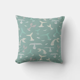 Cojín Decorativo Ballena en aleta Océano Gris Azul Costa Patterada