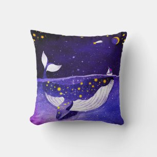 Cojín Decorativo Ballena mágica: Noche del Océano oscuro