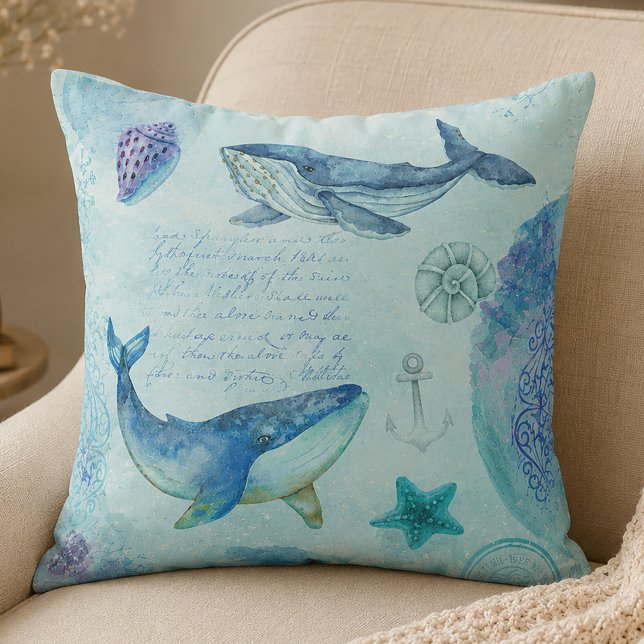 Cojín Decorativo Ballena Náutica (Whale Throw Pillow)