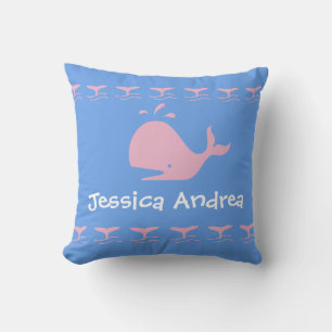 Cojín Decorativo Ballena PERSONALIZADO rosa / con azul y blanco Per