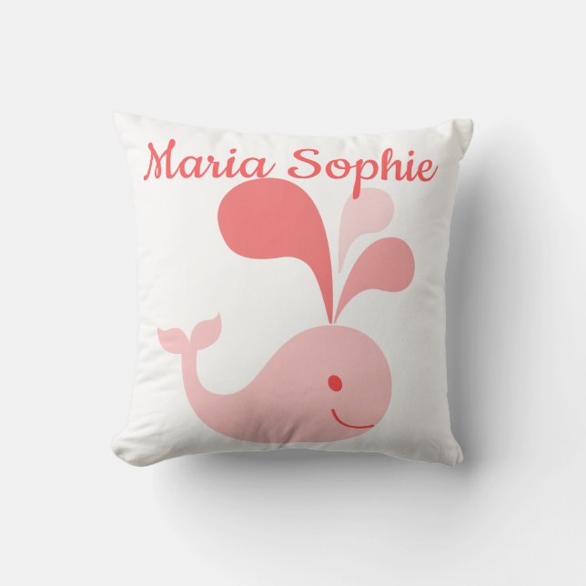 Cojín Decorativo Ballena rosa dulce (Anverso)