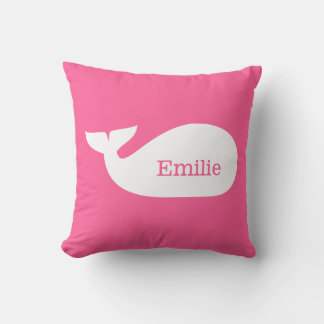 Cojín Decorativo Ballena sincera rosa personalizada para niños