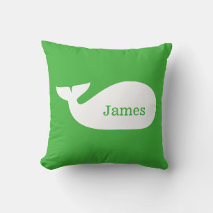 Cojín Decorativo Ballena sincera verde personalizada para niños
