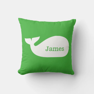 Cojín Decorativo Ballena sincera verde personalizada para niños