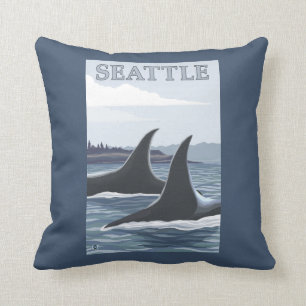Cojín Decorativo Ballenas #1 - Seattle, Washington de la orca