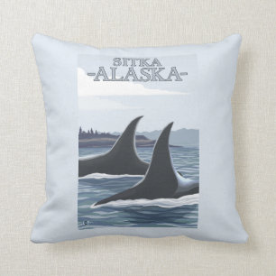 Cojín Decorativo Ballenas #1 - Sitka, Alaska de la orca