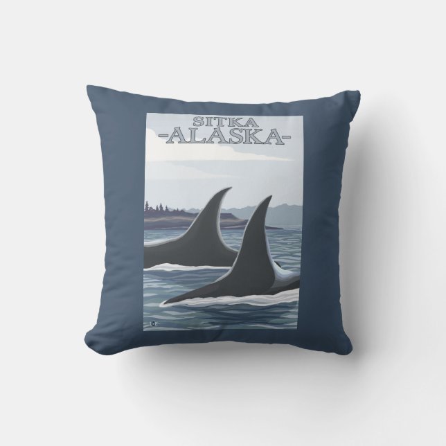 Cojín Decorativo Ballenas #1 - Sitka, Alaska de la orca (Anverso)