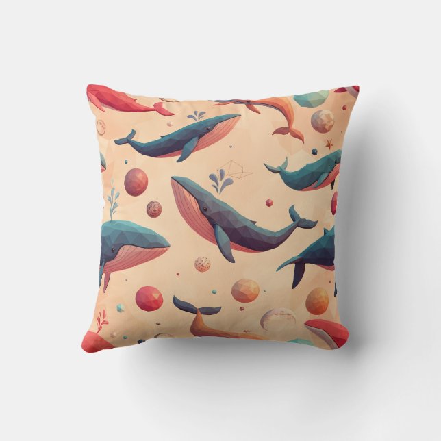 Cojín Decorativo Ballenas cósmicas flotantes (Reverso )