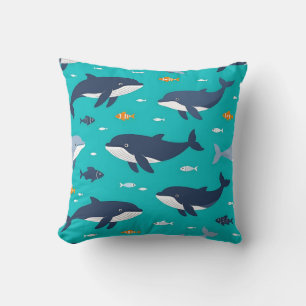 Cojín Decorativo Ballenas delfines océano Patrón