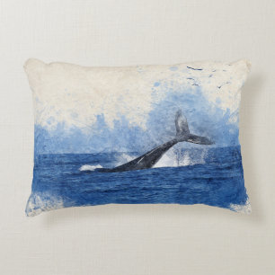 Cojín Decorativo Ballenas en aves marinas en regalo a distancia Art