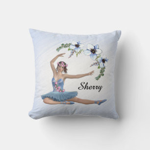 Cojín Decorativo Ballerina con nombre personal azul