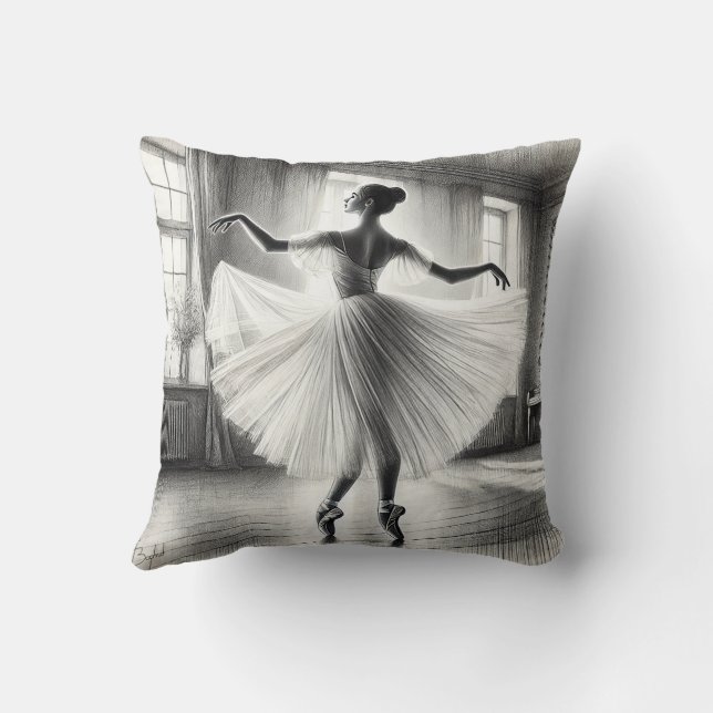 Cojín Decorativo Ballerina en BW (Reverso)