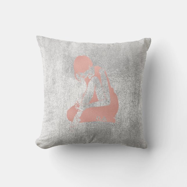 Cojín Decorativo Ballerina Gray Grungy Metálico Plata Gris Rosa (Anverso)
