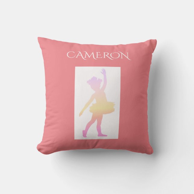 Cojín Decorativo Ballerina lanza almohada. Nombre personalizado. (Anverso)