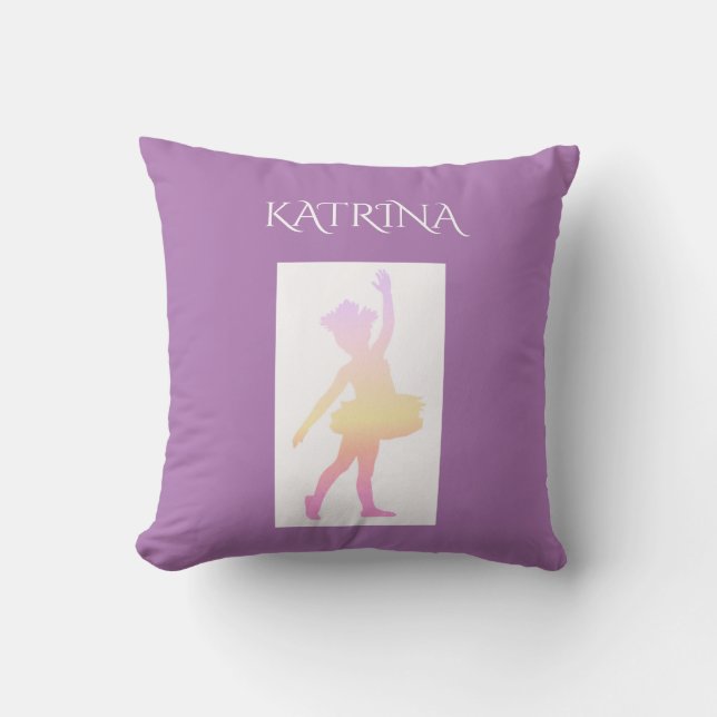 Cojín Decorativo Ballerina lanza almohada. Nombre personalizado. (Anverso)