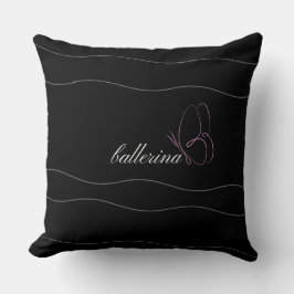 Cojín Decorativo Ballerina minimalista y mariposa rosa negra