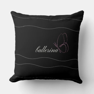 Cojín Decorativo Ballerina minimalista y mariposa rosa negra